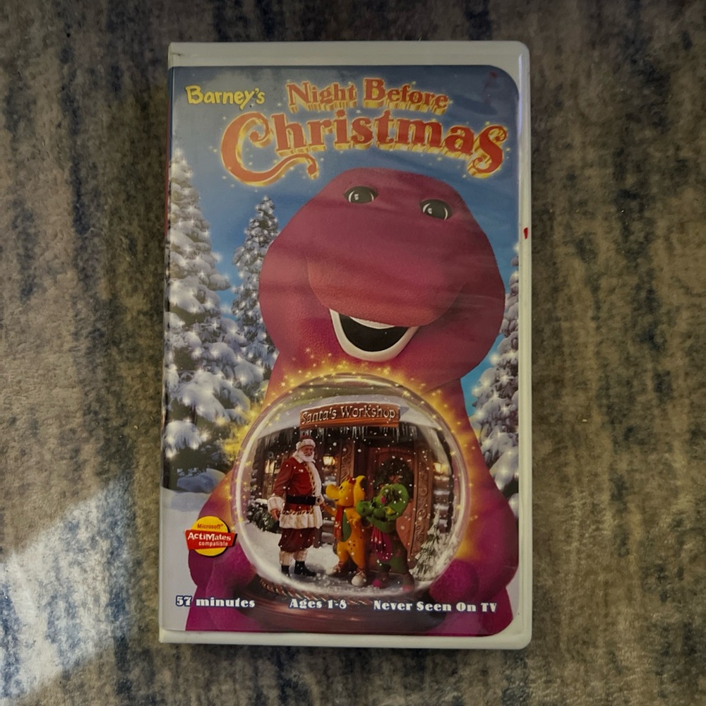 Barney Night Before Christmas 90's 1999 VHS Video Tape VTG White Clamshell RARE!